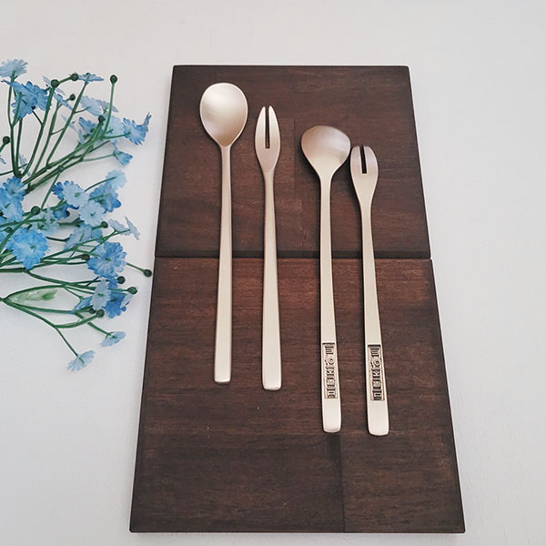 방짜 유기 디저트 티스푼 티포크 세트 주물 방식 놋 답례품 선물