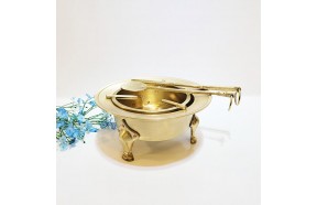 동 미니화로 황동 삼발 수저셋트 신주 전통 무쇠 화로 캠핑 글림핑 가정용 놋쇠 추억의아이템