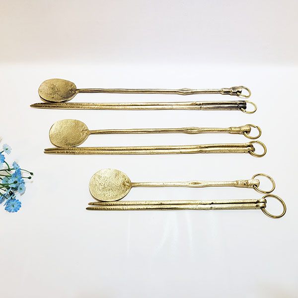 황동 캠핑 집게 세트 화로 숫집게 불멍도구 바베큐 요리집게 청동 신주 주물