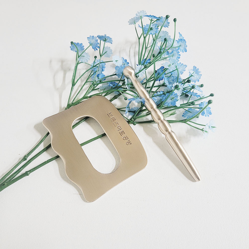 방짜 유기 스틱 막대 마사지기 한손 1+1 지압봉 괄사마사지기 풋스틱 안면지압 셀프