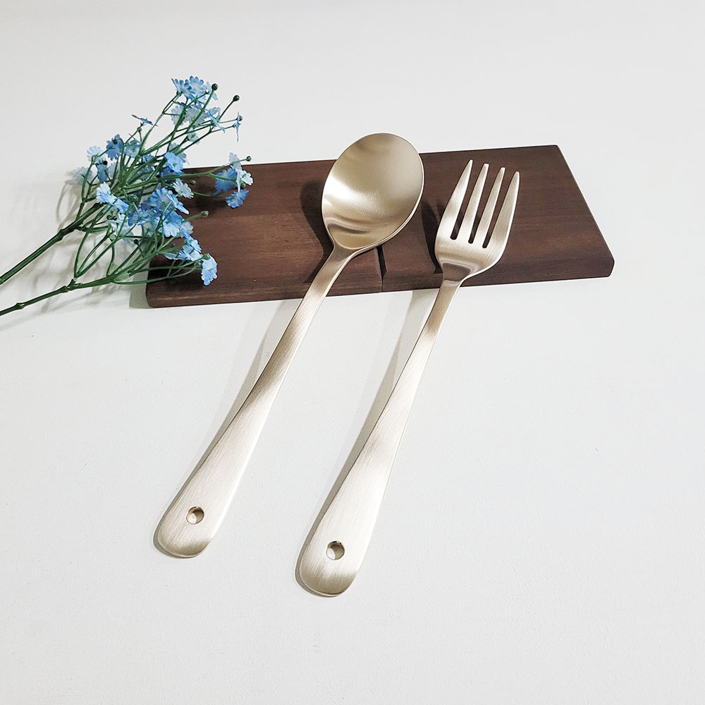 방짜 유기 서빙스푼 서빙포크 커트러리 샐러드 요리 한정식 업소 주문제작