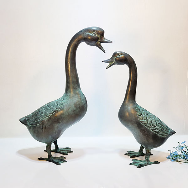 오리 녹청 한쌍 조각품 조각상 동 브론즈 모형 정원 연못 야외 카페 상점 꾸미기 조형물 인테리어소품