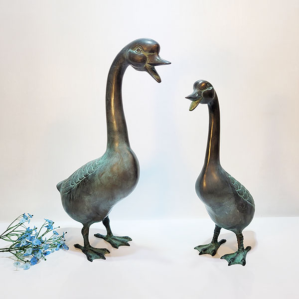 오리 녹청 한쌍 조각품 조각상 동 브론즈 모형 정원 연못 야외 카페 상점 꾸미기 조형물 인테리어소품
