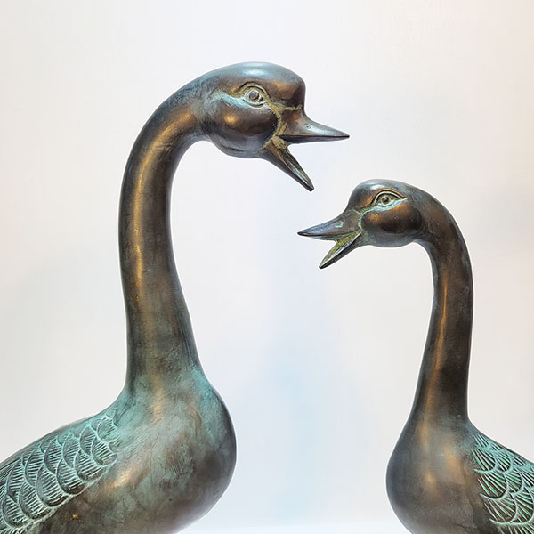 오리 녹청 한쌍 조각품 조각상 동 브론즈 모형 정원 연못 야외 카페 상점 꾸미기 조형물 인테리어소품