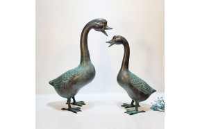 오리 녹청 한쌍 조각품 조각상 동 브론즈 모형 정원 연못 야외 카페 상점 꾸미기 조형물 인테리어소품