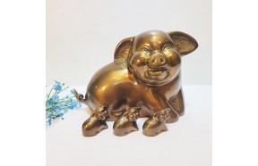웃는 복돼지 대 가족 돼지 청동 황동 조각상 조각품 장식품 재물운 행운 복 성공기원 인테리어소품