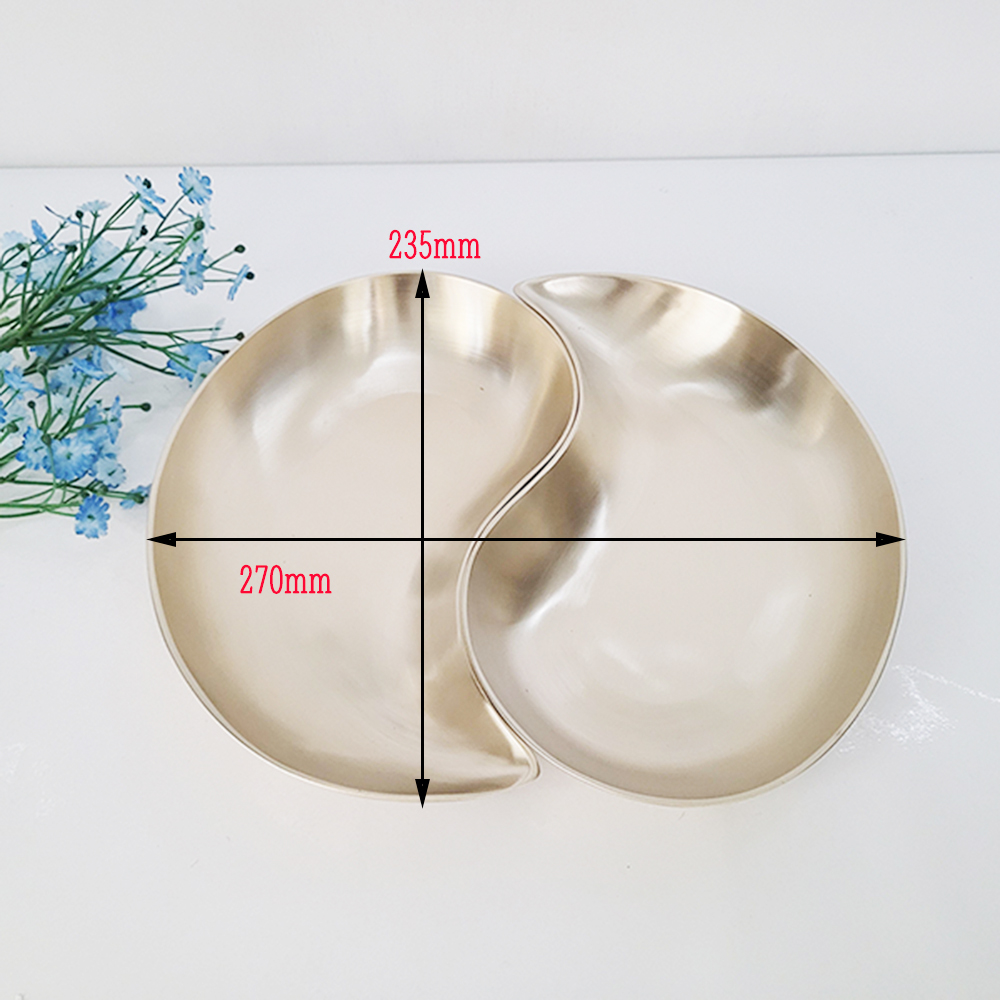 방짜 유기 나눔 접시 반달 그릇 구절판 놋 플레이트팅 한식 일식 주물 2p세트