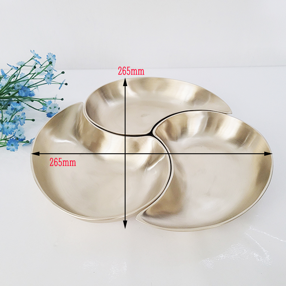방짜 유기 나눔 접시 반달 그릇 놋 구절판 플레이트팅 한식 일식 주물 3p세트