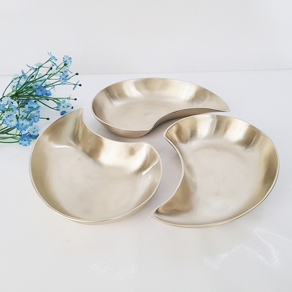 방짜 유기 나눔 접시 반달 그릇 놋 구절판 플레이트팅 한식 일식 주물 3p세트
