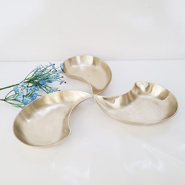 방짜 유기 나눔 접시 반달 그릇 놋 구절판 플레이트팅 한식 일식 주물 3p세트