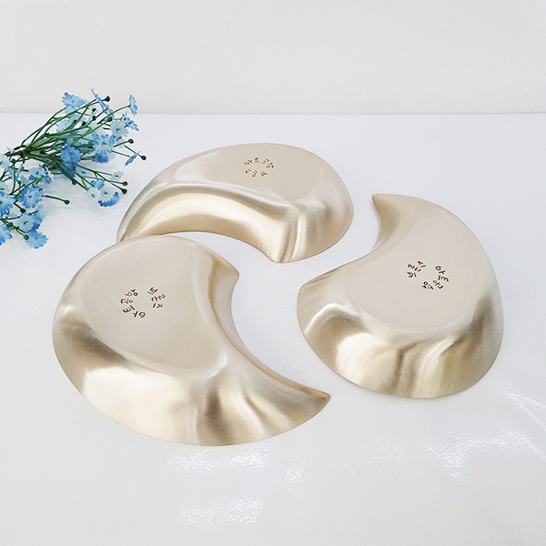 방짜 유기 나눔 접시 반달 그릇 놋 구절판 플레이트팅 한식 일식 주물 3p세트