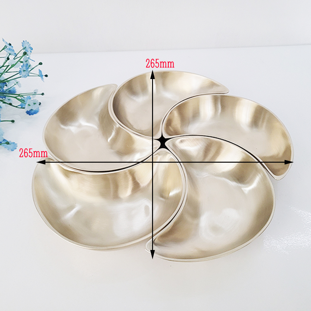 방짜 유기 나눔 접시 반달 그릇 놋 구절판 플레이트팅 한식 일식 주물 5p세트