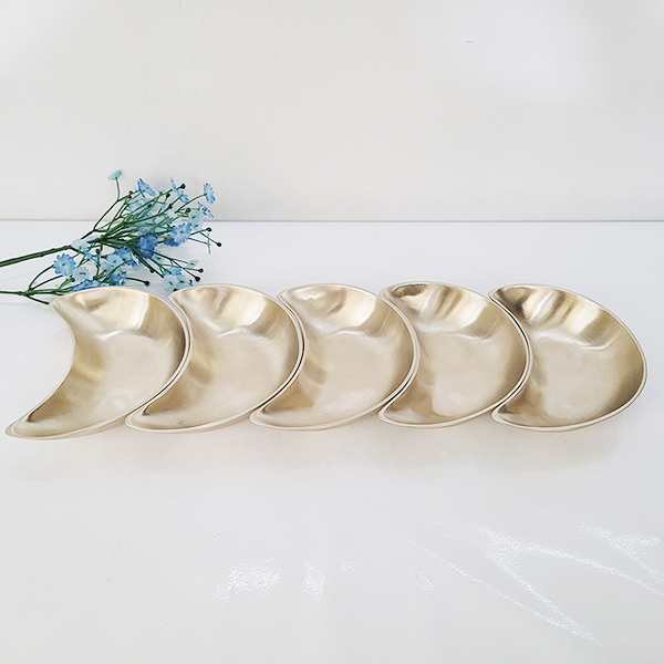 방짜 유기 나눔 접시 반달 그릇 놋 구절판 플레이트팅 한식 일식 주물 5p세트