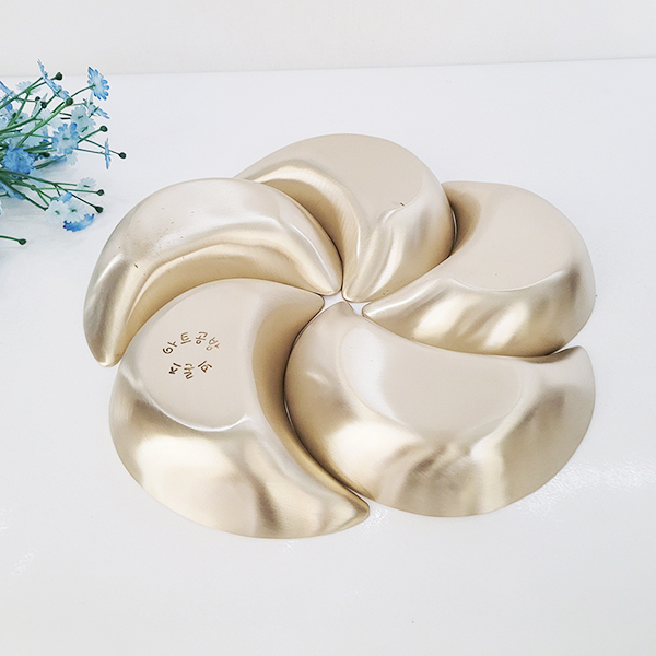 방짜 유기 나눔 접시 반달 그릇 놋 구절판 플레이트팅 한식 일식 주물 5p세트