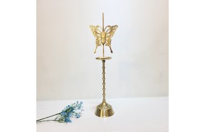 전통 나비 촛대 청동 황동 방짜 유기 놋 촛대 돌잔치 향초 받침대 혼례상 나비촛대 장식품